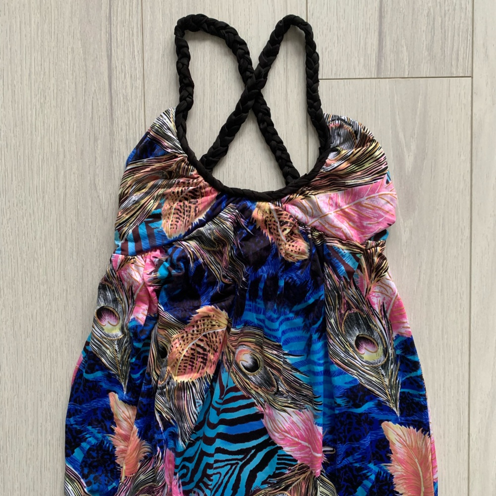 Tropical feather/floral maxi dress
